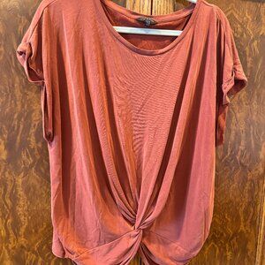 Lucky Brand Twist Front Tee Top Modal Blend Rust Red XL